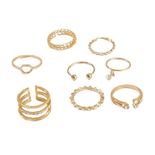 VALICLUD 8 Teiliges Set Damen Fingerring Mit Funkelnden Strasssteinen Verstellbarer Offener Ring Modischer Schmuck Für Frauen Und ädchen von VALICLUD