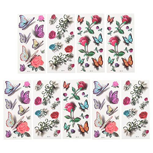 VALICLUD 9 Blätter Wasserdichte Schmetterling Aufkleber Dekorative Tattoos für Partys Feste und DIY Projekte Einfach zu Entfernen für Verschiedene Anlässe Geeignet von VALICLUD