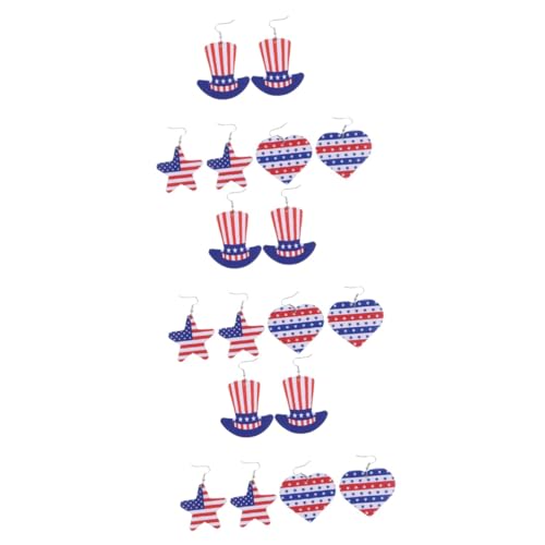 VALICLUD 9 Paare Ohrringe Unabhängigkeitstag Ohrstecker Damen Flagge Der Vereinigten Staaten Geschmücktes Zubehör Tischplaner Frauen Ohrentropfen Rot Mode Leder Vereinigte Staaten Fräulein von VALICLUD