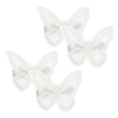 VALICLUD 9 Paare bestickte Schmetterlings-Haarspange Rosa Haarspangen frauen Schmetterlings-Haarspangen Spitze für haarschmuck Haarspangen mit Schleifenknoten Bogenknoten-Clip Eisen Weiß von VALICLUD
