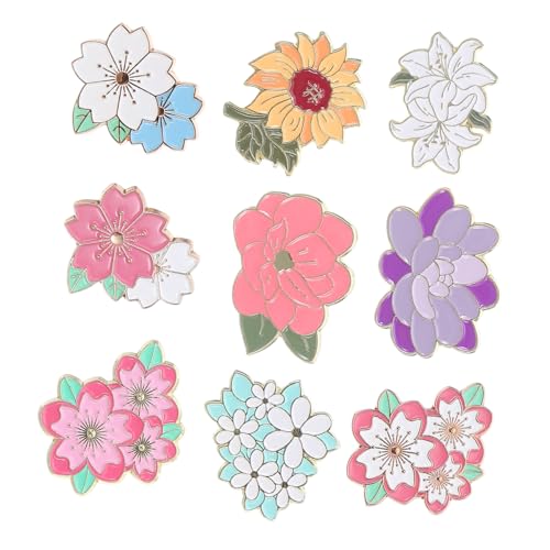 VALICLUD 9 Stück Metall Anstecker Farbe Dekor Anstecker Kirschbrosche Für Rucksäcke Kirschblüten Brosche Süße Blumenbrosche von VALICLUD
