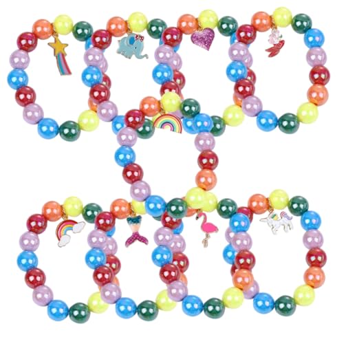 VALICLUD 9 Stück Teiliges Kinderarmband mit Regenbogenperlen Handgefertigte Bunte Schmuckstücke für Mädchen Langlebige Armbänder als für Geburtstage und Festtage von VALICLUD