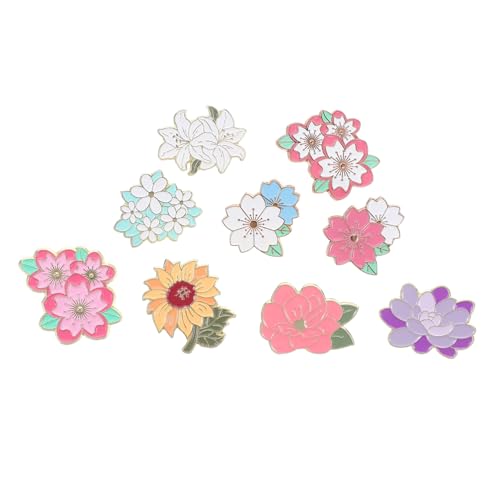 VALICLUD 9 Stück Teiliges Metall Emaille Anstecknadeln Kirschblüte Glänzend Robuste Broschen Für Rucksäcke Kleidung Damen Mädchen Frühling Sommer Accessoires von VALICLUD