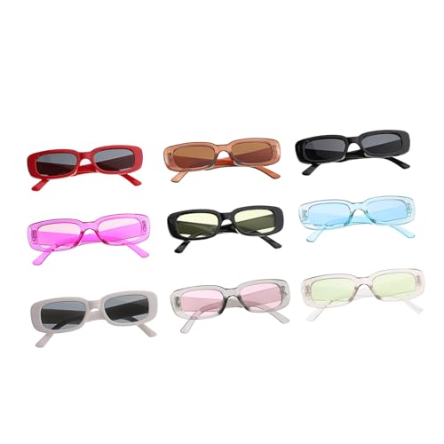 VALICLUD 9 Stück Teiliges Retro Sonnenbrillen Damen Herren Vintage Rechteckige Modische Brillen Party Accessoire und Getönte Gläser Langlebig und Stylisch von VALICLUD