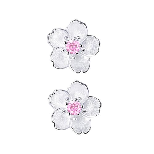 VALICLUD 925 Sterling Ohrstecker Mit üßem Kirschblüten Design Ohrringe Für Damen Und ädchen Modische Ohrdekoration Mit Pinkem Diamant Akzent Paar VALICLUD 925 Sterling Ohrstecker Mit üßem Kirschblüten Design Ohrringe Für Damen Und ädchen Modische Ohrdekoration Mit Pinkem Diamant Akzent Paar von VALICLUD