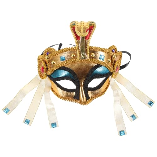 VALICLUD Ägyptische Maske Für Frauen Halloween Kostüm Requisiten Halbe Gesicht Maske Goldene Perlen Für Karneval Und Cosplay Veranstaltungen von VALICLUD