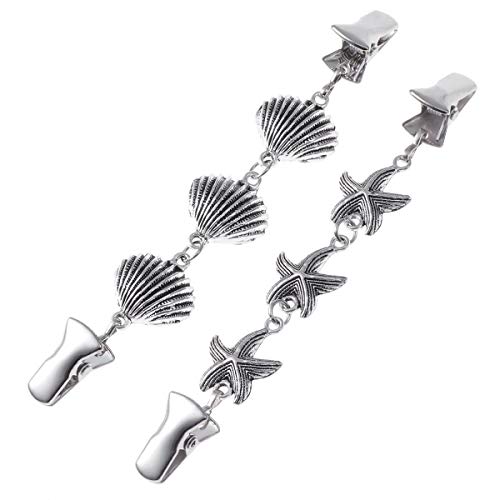 VALICLUD Ärmelhalter 2 STÜCKE Kleidung Clips Stern Shell Form Strand Mode Sterling Silber Überzogene Öffnung Clips Pullover Kette Strickjacke Clips (Silber) Brosche von VALICLUD