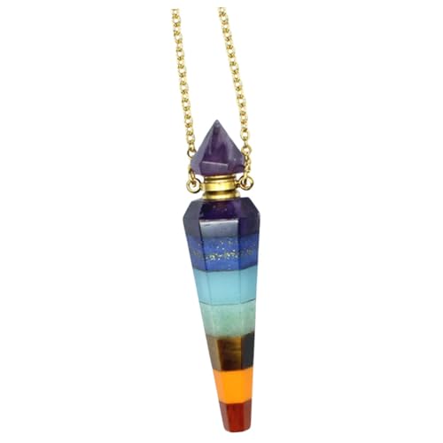 VALICLUD Ätherische Öle Halskette Sechseckiger Flakon Anhänger Bunter Naturstein Schmuck Parfüm Flasche Kette Modisches Accessoire für Damen und Alltag von VALICLUD