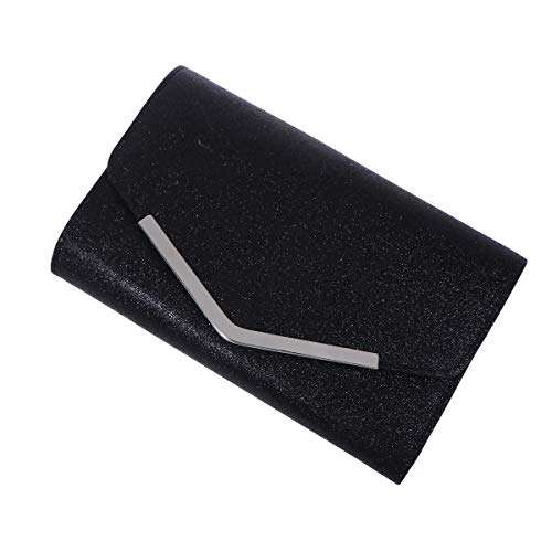 VALICLUD Abendtasche Für Damen Ketten-Clutch Für Hochzeiten Cocktailpartys Und Besondere Anlässe Glitzernder Handheld-Purse Schwarz Mit Abnehmbarer Kette Für Handy Geldbörse Und Karten von VALICLUD