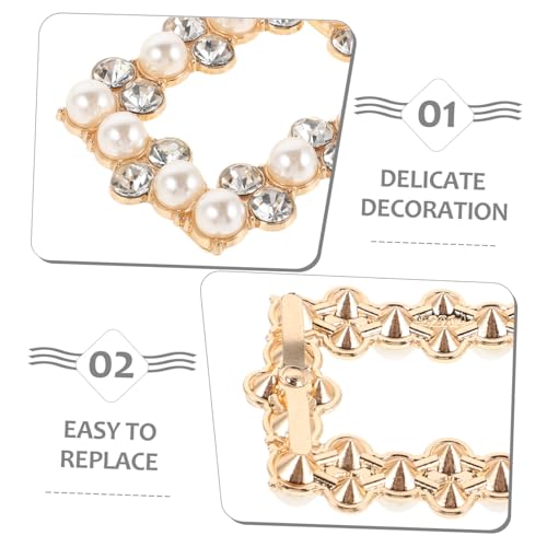 VALICLUD Abnehmbare Rechteckige Schuh Clip Charms mit Strass und Perlen Schuhdekoration für Brautschuhe Vielseitige High Heel Accessoires für Hochzeit und Festliche Anlässe von VALICLUD