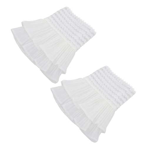 VALICLUD Abnehmbare Spitzenmanschetten Weißer Fake Ärmel aus Mehrlagiger Spitze Damen Brautkleid Blusen Dekoration für Hochzeit Cosplay und Festliche Anlässe von VALICLUD