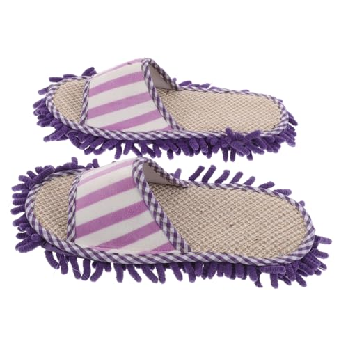 VALICLUD Abnehmbare Wischmopp Hausschuhe Mikrofaser Bodenreinigung Pantoffeln Waschbar Komfortabel Für Zuhause Büro Hotel Staubwischschuhe von VALICLUD