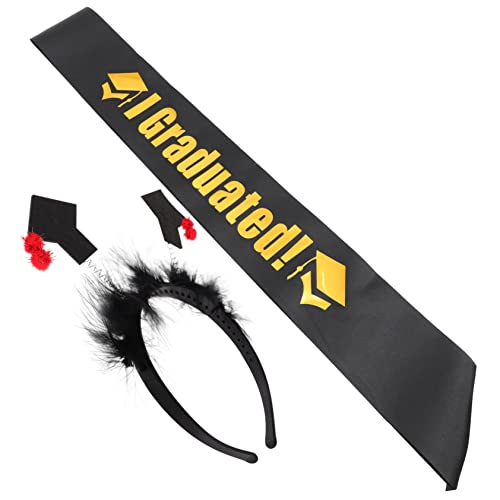 VALICLUD Abschlusshut-stirnband Und Schärpe Abschlusskappen-haarband Und Abschlussschärpe Für Abschlussfeier Für Partys Und Dekoration von VALICLUD