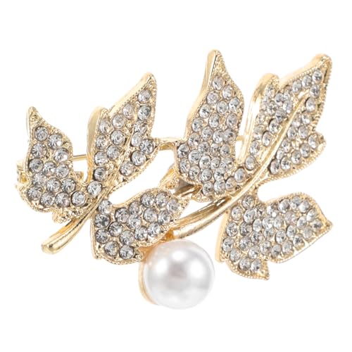 VALICLUD Perlenbrosche Für Damen Doppeltes Ahornblatt-design Umhangbrosche Sicherheitsnadel Aus Zinklegierung Schmuck Für Pullover Und Schal von VALICLUD