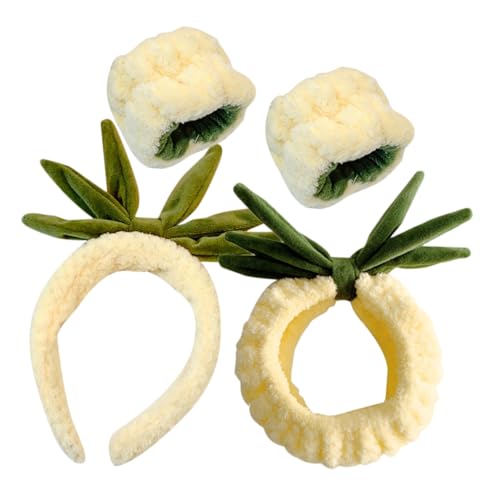 VALICLUD Ananas Stirnbänder Satz für Make Up Gesichtswasch Haarband Spa Haarband Armbänder Wasserabsorbierend Leicht Modisches Cartoon Design von VALICLUD