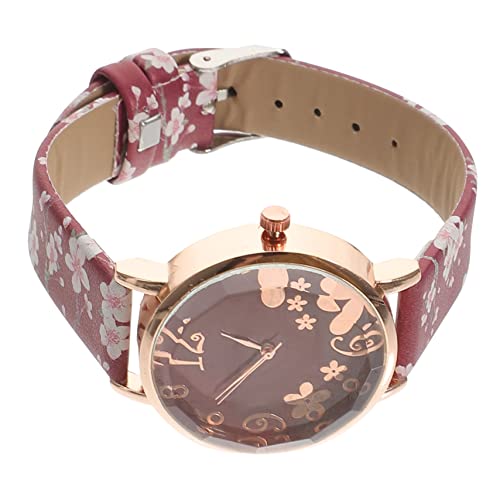 VALICLUD Anschauen Blumenuhren Armbanduhr Digitale Uhren Armbanduhr für Mädchen DREI-Zeiger-Uhr Uhr im Freizeitstil Filigrane Armbanduhr Quarzuhr Klassische Armbanduhr Glas rot von VALICLUD