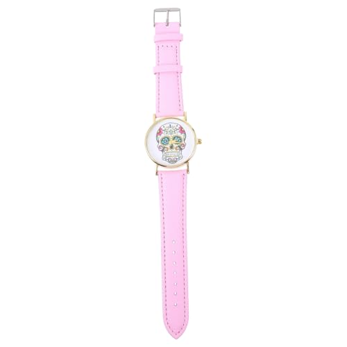 VALICLUD Anschauen Frauen Uhren Schädel-Armbanduhr Armbanduhr Armbanduhr Für Mädchen Mode Mädchen Sehen Weibliche Armbanduhr Damenuhren Rosa Pu-Leder von VALICLUD