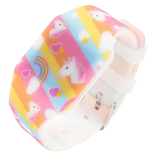 VALICLUD Led-digitaluhr Für Junge Mädchen Mit Einhörner-Design Und Touchscreen-Funktion Armband Aus Weichem Material Als Und Lernspielzeug Uhrzeitanzeige Durch Knopfdruck von VALICLUD
