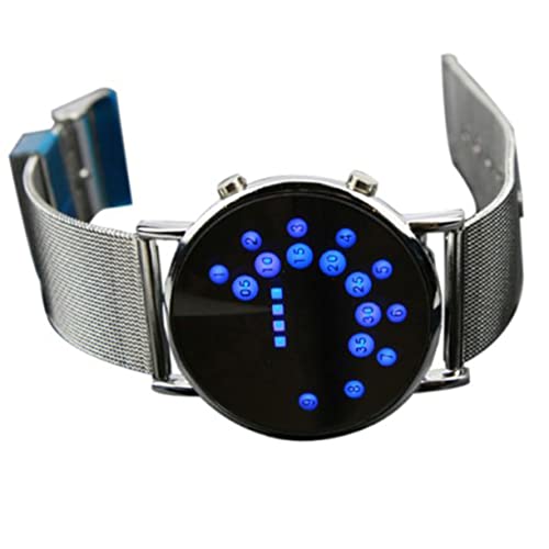 VALICLUD Armbanduhr Mit Blauer -anzeige Runder Spiegel Edelstahlband Digitale Uhr Für Und Jungen Und Robust Geeignet Für Täglichen Gebrauch von VALICLUD