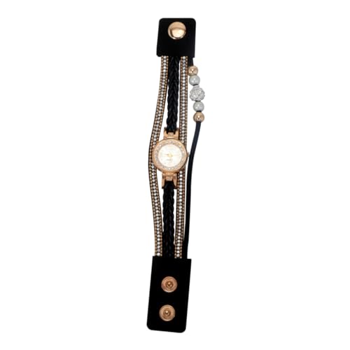 VALICLUD Strassstein Damenuhr Quarz Armbanduhr Mit Handgelenkkette in Schwarz Kreative Handgelenkdekoration Für Frauen von VALICLUD