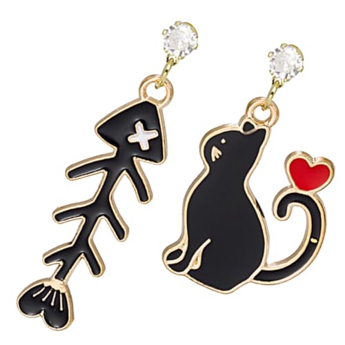 VALICLUD Asymmetrische Katzenohrringe Damen Hängend Fischgräte Design Hautfreundlich Legierung Schmuck Geschenkidee Alltag Mode Accessoire von VALICLUD