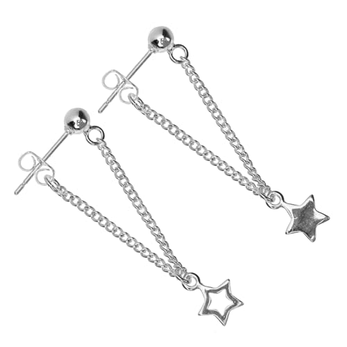 VALICLUD Asymmetrische Lange Stern Tropfen Ohrringe Silber für Damen und Mädchen Modische Dangle Ohrhänger Schmuck Geeignet für Alltag Party und Besondere Anlässe von VALICLUD