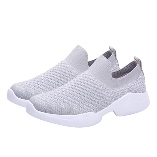 VALICLUD Atmungsaktive Damen Mesh Sneaker Leichte Outdoor Schuhe mit Guter Elastizität Bequeme Freizeitschuhe für Langes Gehen und Reisen in Hellgrau von VALICLUD