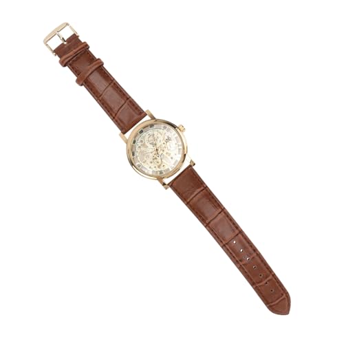 VALICLUD Automatische Mechanische Armbanduhr Für Herren Mit Pu-armband Gold Und Braun Edelstahl Präzise Zeitmessung Geeignet Für Männer Und Jungen von VALICLUD