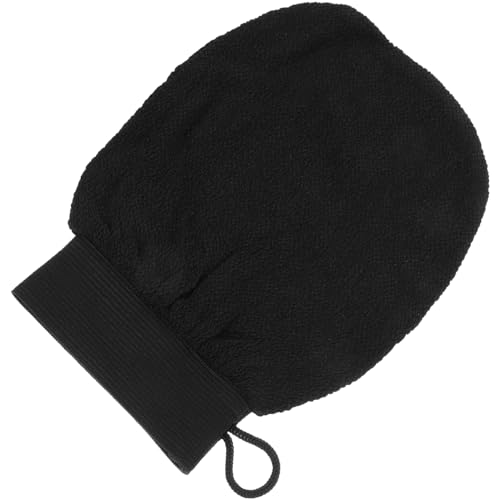 VALICLUD Badehandschuhe zur Hautpeeling Exfolierende Handflächen für Körperreinigung und Abgestorbene Hautentfernung mit Elastischem Band aus Viskose für Männer und Schwarz von VALICLUD