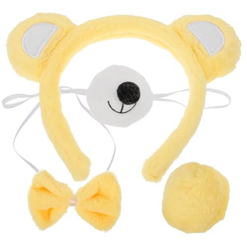 Bären-Cosplay-Set Bärenohren Stirnband Bärenfliege Nase Bärenzubehör Für Kinder Erwachsene Karneval Party Kopfbedeckung Gesichtswäsche Cosplay-Kostümzubehör von VALICLUD