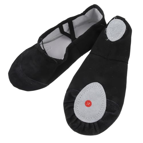 VALICLUD Ballettschuhe Canvas mit Geteilter Ledersohle Elastische Bänder Atmungsaktiv und Leicht für Training und Mädchen Schwarz von VALICLUD