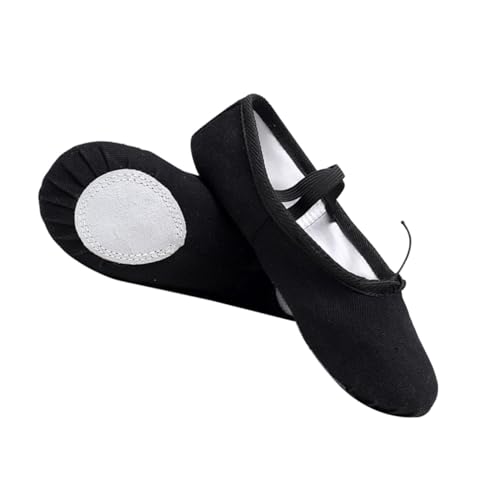 VALICLUD Ballettschuhe Canvas mit Weicher Sohle Leicht rutschfest Atmungsaktiv Elastischem Band Yoga Tanzschläppchen für Damen und Schwarz von VALICLUD
