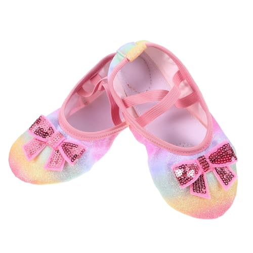 VALICLUD Ballettschuhe Mädchen Komfort PU Sohle Glitter Schleife rutschfest Atmungsaktiv Leicht für Tanztraining und Alltag Geeignet von VALICLUD