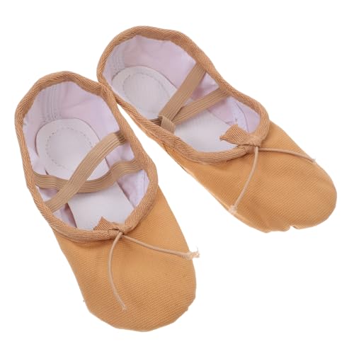 VALICLUD Ballettschuhe mit Rutschfester Sohle Elastischem Band und Atmungsaktivem Material Leichte Yogaschuhe für Frauen und Mädchen für Ballett Bewegung Hellbraun von VALICLUD