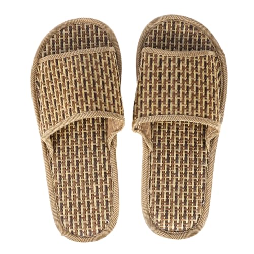 VALICLUD Bambus Sandalen Damen Herren Atmungsaktive Offene Zehen Sommer Hausschuhe Weiche Leichte Flecht Slipper Natürliche Rutschfeste Pantoletten für Alltag Strand und Garten von VALICLUD