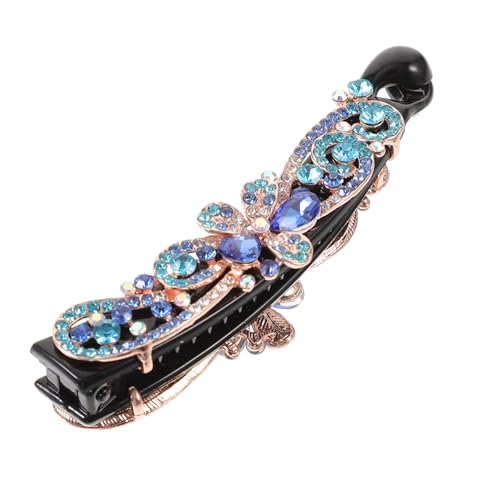 VALICLUD Banane Haarklammer mit Blumenmotiv und Funkelnden Strasssteinen Robuste Haarspange für Frauen Modischer Haarschmuck für Hochzeit Party Geburtstag und Alltag Starker Griff für von VALICLUD