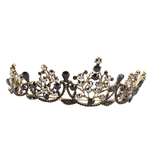 VALICLUD Barock Retro Brautkrone aus Legierung mit Kristallen Schwarze Vintage Haarschmuck für Hochzeit Geburtstagsfeier und Festliche Anlässe Damen Königliche Tiara Kopfdekoration von VALICLUD
