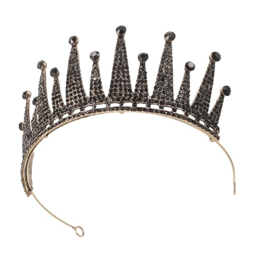 VALICLUD Barocke Schwarze Brautkrone aus Langlebiger Legierung mit Funkelnden Strasssteinen Königliches Tiara Haaraccessoire für Hochzeit Festzug Halloween und Festliche Anlässe von VALICLUD
