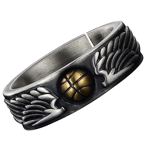 VALICLUD Basketball Charm Ring Herren Basketball Fan Schmuck Sportlicher Fingerring Verstellbar Langlebig Hautfreundlich Trendiger Männerschmuck Geschenkidee von VALICLUD
