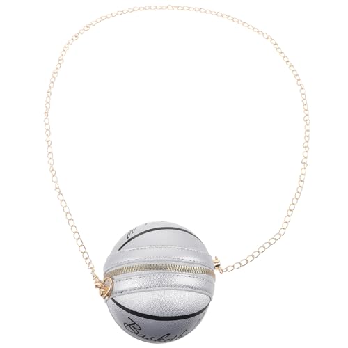 VALICLUD Basketballtasche Mit Kette Umhängetasche Aus Pu-Leder Und Metall Für Damen Kleine Messenger-Handtasche Für Teenager Und Outdoor-aktivitäten von VALICLUD