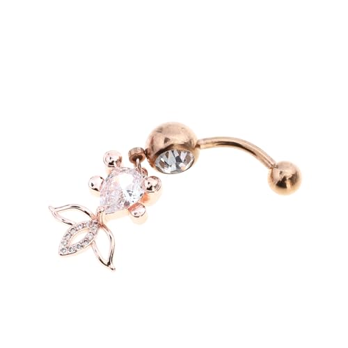 VALICLUD Bauchnabelpiercing Ring Damen mit Goldfisch Anhänger und Zirkonia Eleganter Körperschmuck für Alltag und Besondere Anlässe Hautfreundlich und Glänzend von VALICLUD