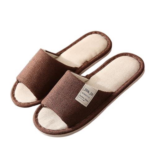 VALICLUD Baumwoll Leinen Hausschuhe für Herren Damen Atmungsaktive Leichte Indoor Slipper Rutschfeste Freizeit Sandalen Bequeme Langlebige Haushaltschuhe für Ganzjährigen Gebrauch von VALICLUD