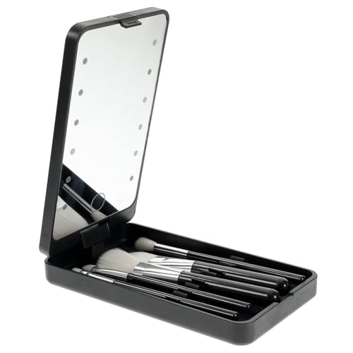 VALICLUD Eyelash Holder Case Mit Led-spiegel Und Make-up-organizer Tragbare Aufbewahrungsbox Für Wimpern Multifunktionale Kosmetikbox Für Frauen Schwarz Mit Pinsel Langlebig Und Praktisch von VALICLUD