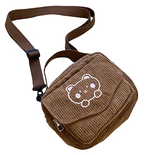 VALICLUD Bestickte Bärentasche Umhängetasche Für Mädchen Einzelne Umhängetasche Kawaii Geldbörse Cartoon-umhängetasche Umhängetasche Süß Mädchen Tasche Mädchen Beutel Fräulein Cord Lustig von VALICLUD