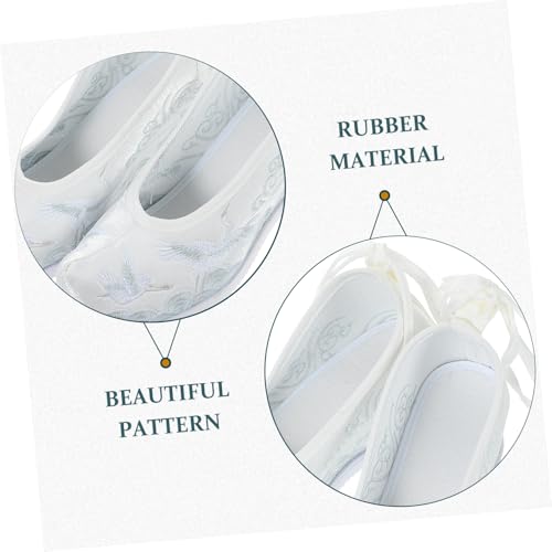 VALICLUD Bestickte Hanfu Schuhe Damen Ethnischer Stil Weiße Stoffschuhe mit Keilabsatz und Weicher Atmungsaktiver Sohle Traditionelle Chinesische Kleidungsschuhmode für Alltag und Feste von VALICLUD
