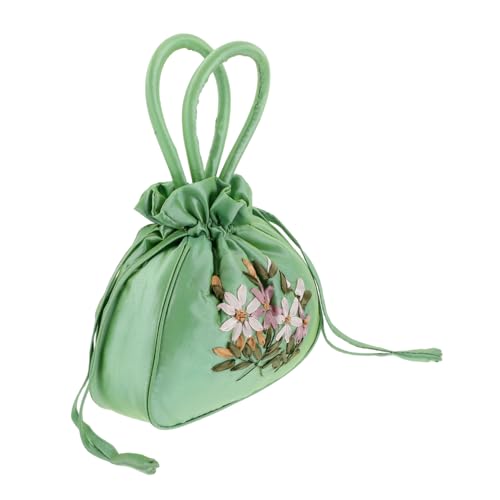 VALICLUD Stilvolle Bestickte Geldbörse Mit Kordelzug Handtasche Mit Blumenmuster Für Ältere Menschen Perfekt Zum Einkaufen von VALICLUD