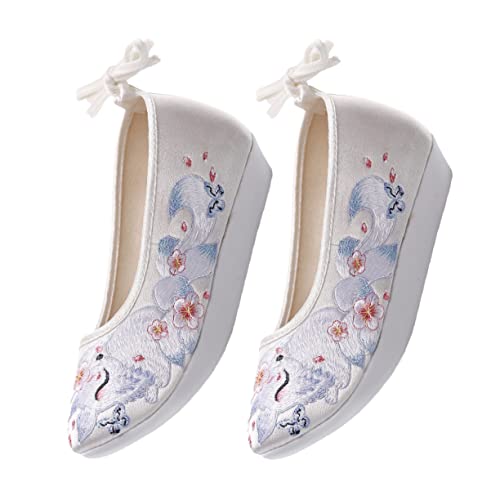 VALICLUD Bestickte Schuhe Ethnische Seide Slope-Heel Schuhe -Seide Tanz von VALICLUD