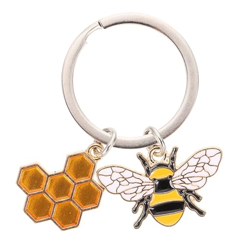 Biene Schlüsselanhänger Schlüsselanhänger- Geldbeutel-dekore Cartoon Biene Metall Schlüsselanhänger Waben-schlüsselanhänger Bienen-anhänger Legierung Taschen Charme von VALICLUD