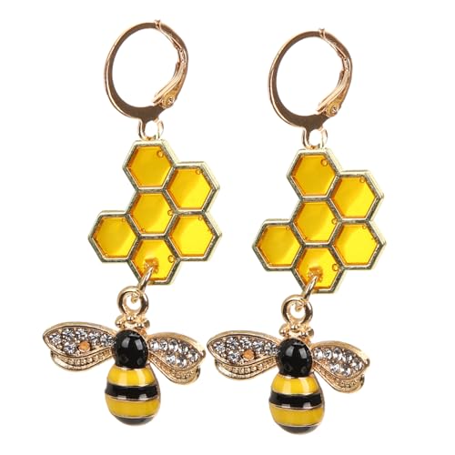 VALICLUD Bienenstock Ohrringe Mit Baumelnden Biene Anhängern Für Damen Elegantes Ohr Schmuck Für Sommerstrand Geburtstage Und Hochzeitsfeiern von VALICLUD