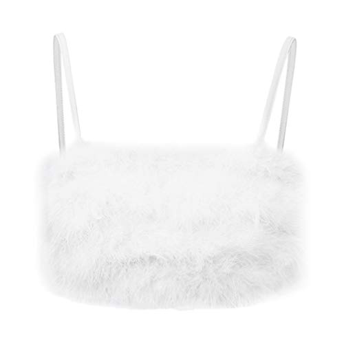 VALICLUD Bikini Oberteil Bikini Oberteil Tank Fuzzy Weste Kunstpelz Bandeau BH Weste Spaghettibügel Crop Bikini Oberteil Korsett von VALICLUD